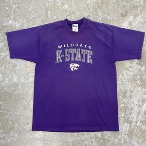 Vintage Kansas State Wildcats Shirt Mens Large Purple USA Pro Player Embroidered